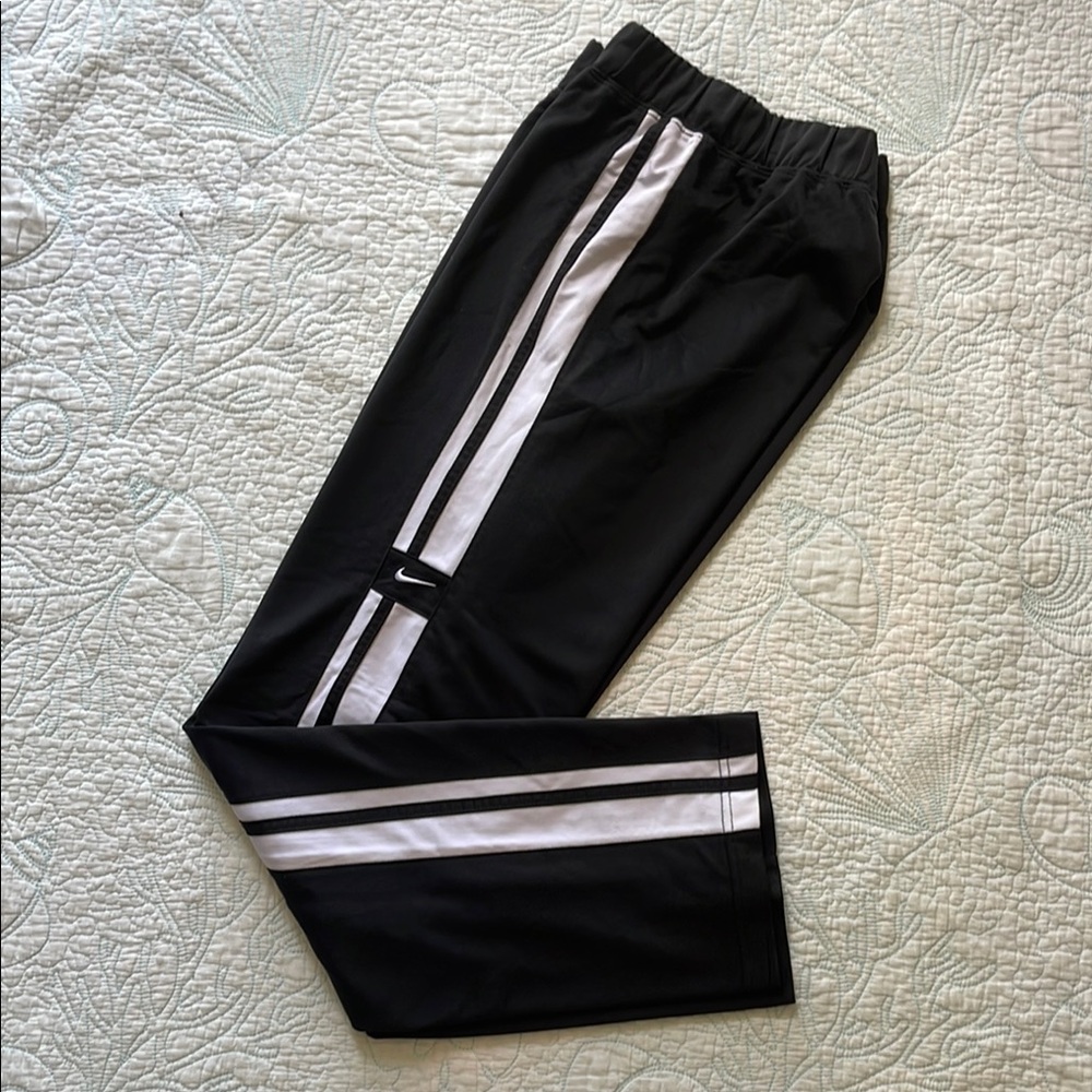 NIKE Black 2000 Track Pants with White Stripes Joggers Size Large